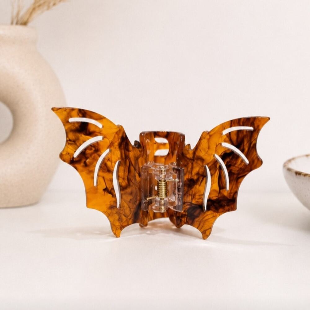 Brown Torte Bat Acrylic Hair Claw Clip New
